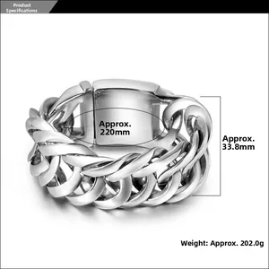 Detail eines schweren Titanstahl-Panzerarmbands, 33,8 mm breit, mit flachem Verschluss