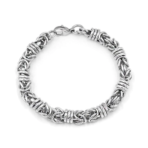 Polished titanium steel woven Byzantine bracelet for men with secure lobster clasp