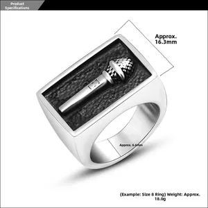 Détails des dimensions de la bague microphone vintage avec une face de 16,3 mm