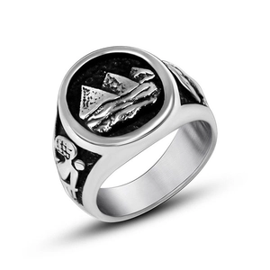 Vintage Ancient Egyptian Pyramid Pharaoh Relief Ring For Men 316L Stainless Steel Punk Biker Signet Ring Jewelry Gift