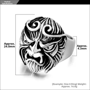 Detailansicht des Wukong-Vintage-Rings mit 24 mm Frontbreite und 4,3 mm Bandbreite