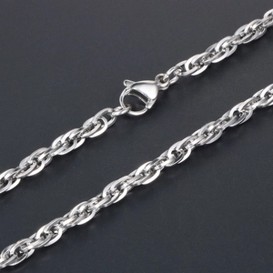 Collier chaîne double couche en acier inoxydable poli argenté avec fermoir mousqueton