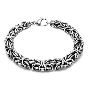 Men's Byzantine Braided Chain Bracelet Titanium Steel Punk Bold Silver Link Bracelet For Men Personality Jewelry Gift