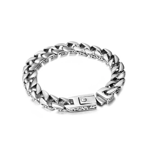 Men Titanium Steel Curb Chain Bracelet Polished Silver Tone Geometric Minimalist Fashion Jewelry Punk Wristband Handwear