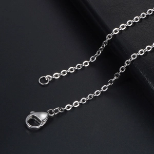 Minimalist silver titanium steel O-chain necklace with high-polish lobster clasp closure