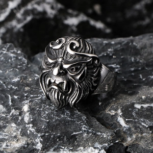Herren Vintage Titanstahl Monkey King Wukong Ring Mythisch Antik-Finish Punk Gothic Mode Schmuck Fingerring Für Männer