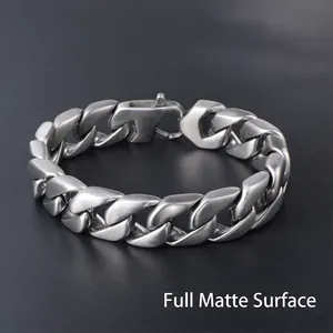 Men's bold titanium steel chain bracelet with a premium matte finish in silver tone