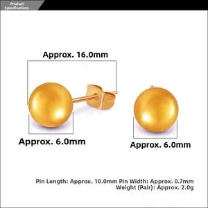 Spécifications de taille pour boucles d'oreilles boules dorées en acier titane
