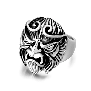 Retro-Punk Monkey King Geistergesicht Ring aus abgenutztem Edelstahl für Herren