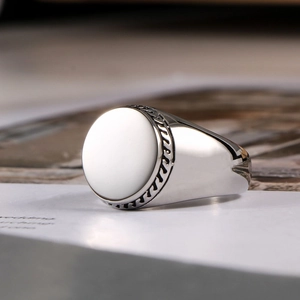 Titanium Steel Minimalist Wide Signet Ring For Men Women Circular Polished Mirror Surface Vintage Punk Finger Ring Jewelry Accessory