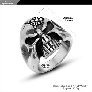 Detail showing skull ring dimensions of 19.6mm height and 4.5mm thickness