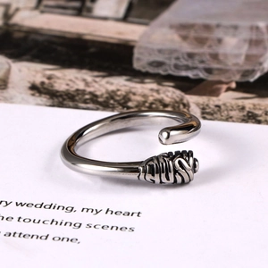 Vintage Titanium Steel Matchstick Open Ring For Women Minimalist Soul Eating Stick Adjustable Stainless Steel Jewelry Ring Gift