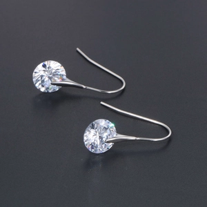 Elegant silver stud earrings with sparkling round cubic zirconia stones for women