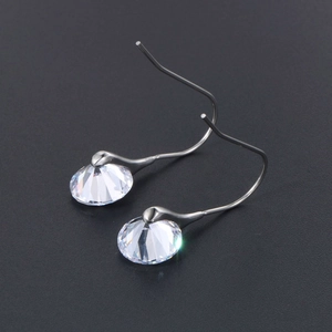 Elegant sparkling crystal drop earrings with silver metal hooks for stylish women fashion