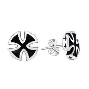 Titanium Steel Iron Cross Stud Earrings For Men Women Black Enamel Oil Dripping Punk Gothic Fashion Small Jewelry Single Piece