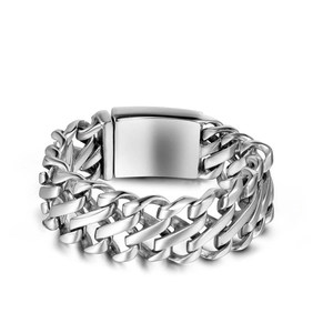 Men's Punk Rock Titanium Steel Bracelet Ultra Wide Heavy Polished Stainless Steel Chain Bracelet Hip Hop Jewelry For Men