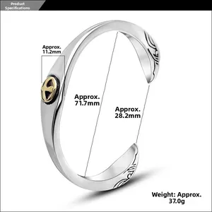 Detailed size parameters of vintage tribal eagle cuff bracelet in titanium steel