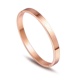 Rose gold titanium steel bracelet featuring engraved Chinese Heart Sutra with brushed finish