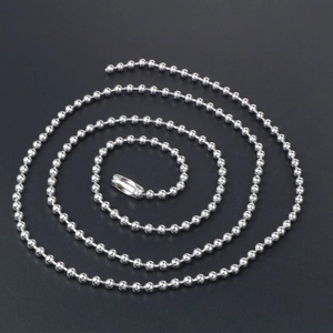 Polished silver stainless steel ball chain with connector clasp for necklaces