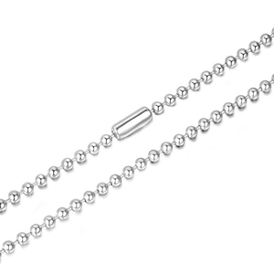 Polished silver titanium steel ball chain necklace with cylindrical connector closure