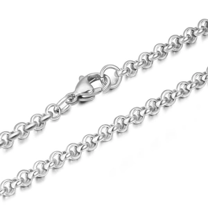 Collana da uomo a catena rolo in acciaio inossidabile lucido con chiusura a moschettone