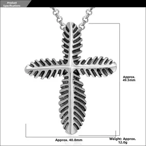 Technical view of industrial cross pendant in stainless steel with detailed dimensions