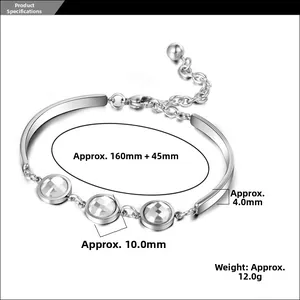 Detailed view of silver titanium steel bracelet with 10mm faceted crystals and lobster clasp