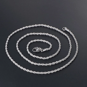 Sliver titanium steel twist rope chain necklace with durable lobster clasp closure