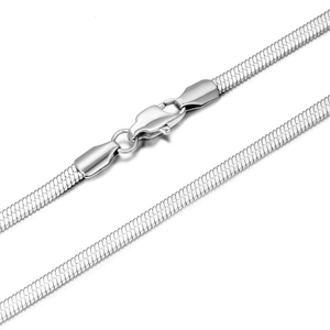 Sleek silver flat snake chain necklace with lobster clasp for men and women