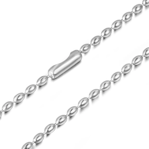 Polished silver titanium steel beaded chain necklace with industrial cylinder clasp