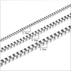 Detailed comparison of stainless steel box chains in 2.0mm, 3.0mm, and 4.0mm widths