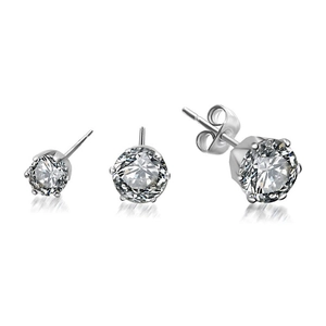 Minimalistische 316L Edelstahl Zirkonia Ohrstecker Für Damen Herren Sechs Krappenfassung Rund Klare Stein Ohrringe Einzelstück