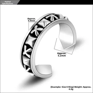 Detailed specs of retro gothic open ring showing 6.9mm width and 4.0g weight measurements