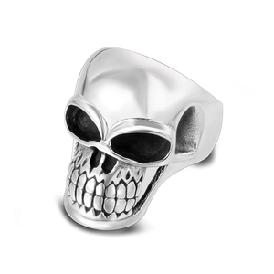 Vintage Punk Skull Ring 316L Stainless Steel Gothic Band For Men Antique Silver Polished Biker Finger Jewelry For Halloween