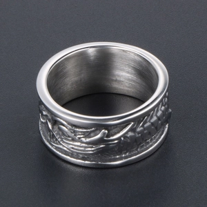 Bague dragon large vintage en acier inoxydable pour hommes avec surface polie
