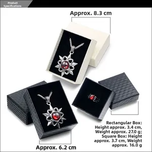 Detailed size specifications for rectangular and square jewelry gift boxes in two colors