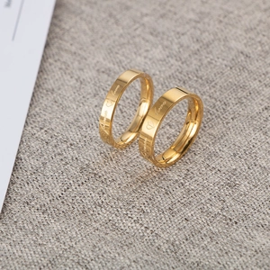 Forever Love Heart Engraved Titanium Steel Couple Rings Minimalist Polished Matching Band For Men Women Valentine Gift