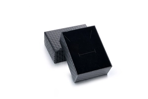Premium black textured jewelry gift box with velvet insert for necklaces and pendants