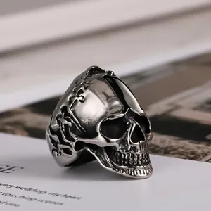 Vintage Gothic Skull Ring Stainless Steel For Men Punk Rock Hip Hop Biker Jewelry With Detailed Embossed Lizard Pattern