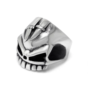 Retro Stainless Steel Skull Double Sword Embossed Ring For Men Punk Rock Gothic Nightclub Fashion Jewelry Band Ring Gift