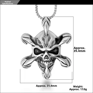 Maßangabe für Totenkopf-Anhänger mit Maßen von 39,4 mm Höhe und 31,4 mm Breite im Detail