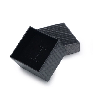 Square black diamond pattern jewelry gift box with velvet insert for rings and earrings
