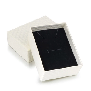 White diamond texture jewelry gift box with black foam insert for rings and necklaces