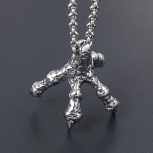 Stainless Steel Dragon Claw Pendant Necklace For Men Punk Gothic Eagle Talon Antique Silver Polished Rock Jewelry