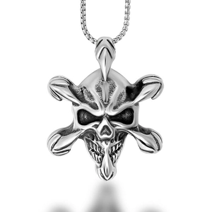 Vintage Punk Gothic Totenkopf Anhänger Halskette Für Herren Titan Edelstahl Skelett Schmuck Halloween Geschenk