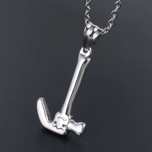 Hip-hop style mini hammer pendant necklace in polished stainless steel for women