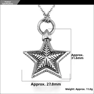 Detail view of gothic star pendant showing dimensions 31.6mm height and 27.8mm width