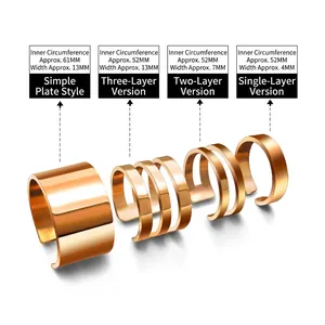 18k rose gold titanium steel rings in various layered and smooth minimalist styles