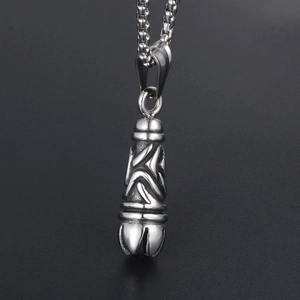 Gothic titanium steel pendant necklace with Celtic knot engraving and box chain