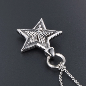 Vintage stainless steel pentagram star pendant necklace with gothic distressed finish